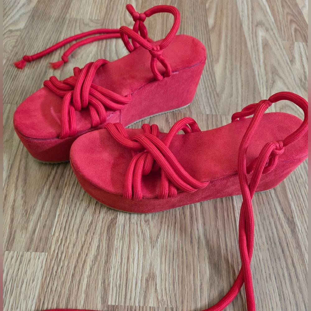 Red Strappy Sandals - Picture 2 of 3